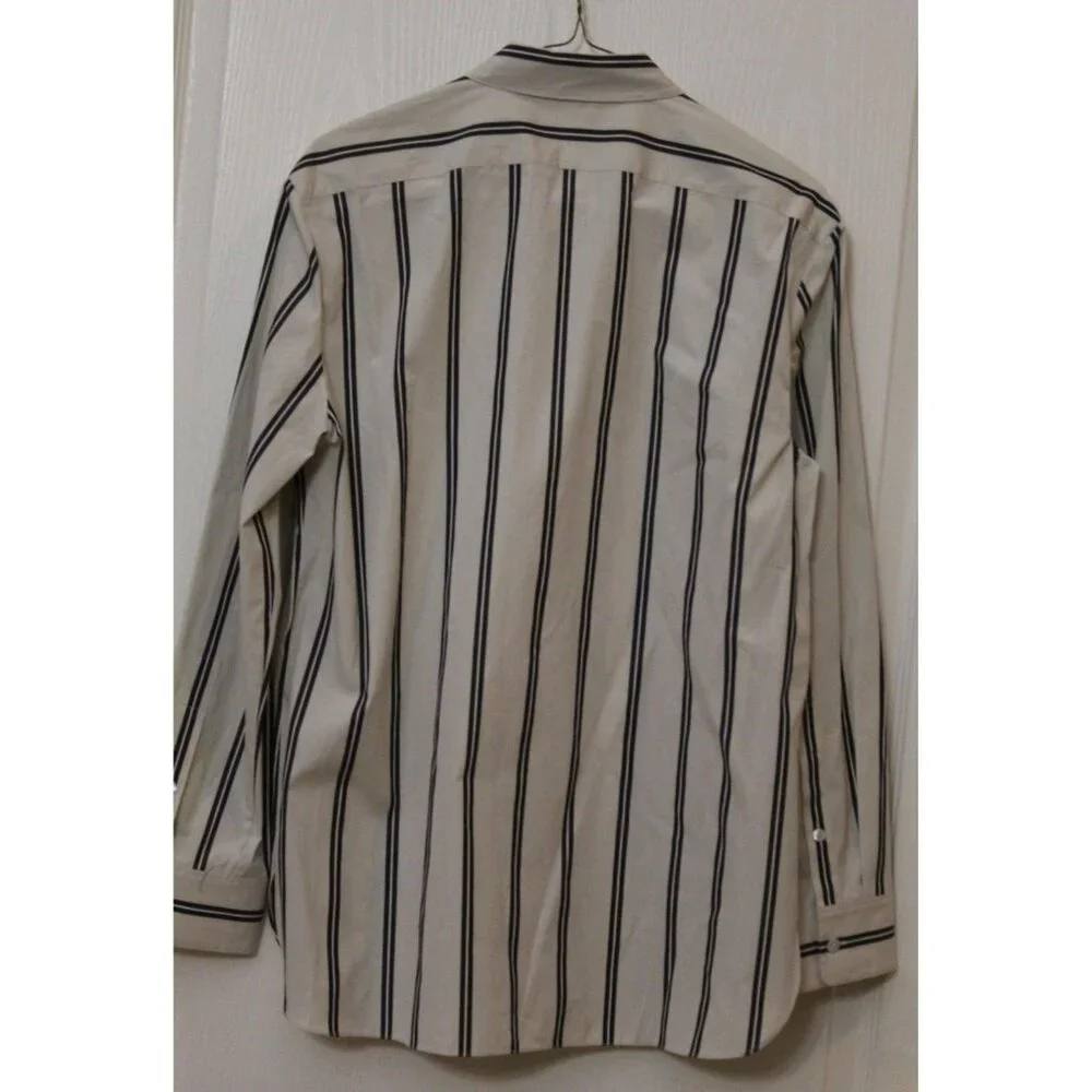 Theory Ventura Off White/Black Vertical Striped Long Sleeve Shirt Size Small - Picture 2 of 5